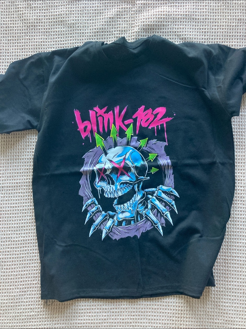 Gildan Black Long Sleeve with Neon Skull & Blink-182 Logo
